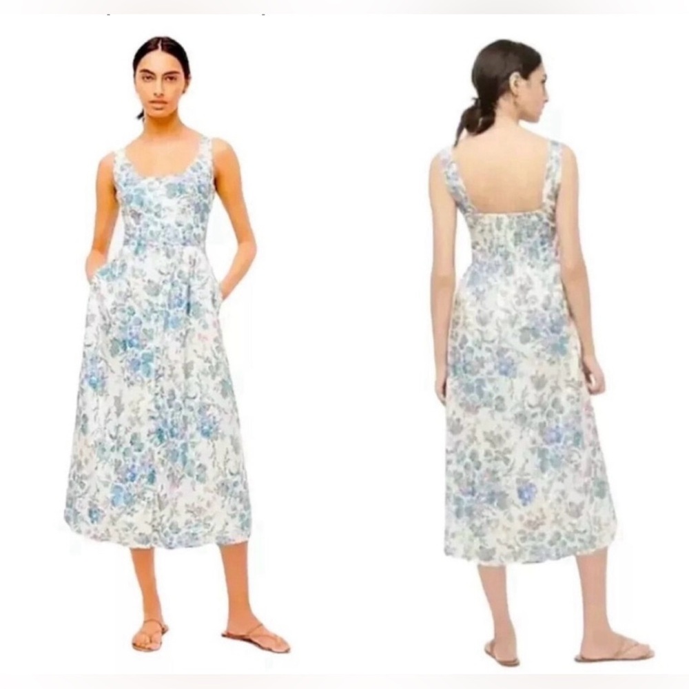 NWT J.CREW Button Front Cotton Poplin Dress English Garden Midi Floral Pattern